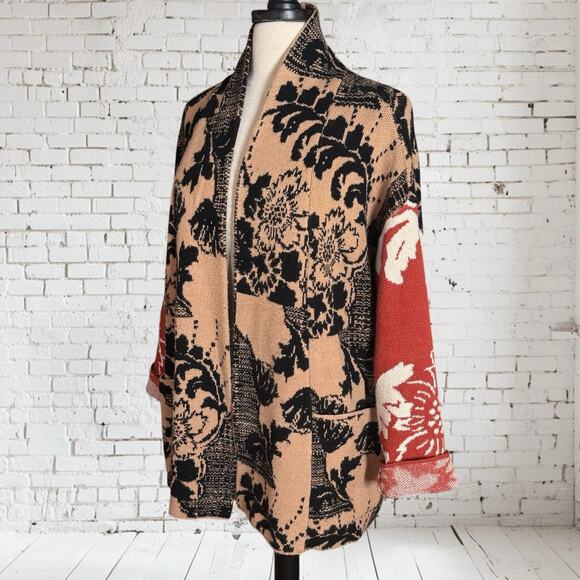 Anthropologie Lola Cardigan Sweater Sz XS/S Oversized Black Multi Floral Boho - Picture 5 of 14